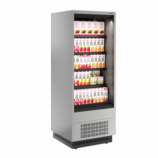 Витрина холодильная Carboma FC20-07 VM 0,6-2 0030 боковина металлическая с зеркалом (9006-9005) Cube 2 открытая