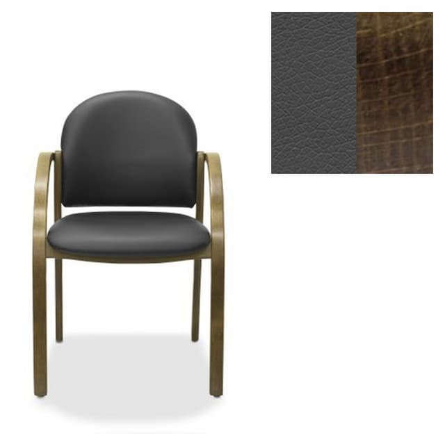 Офисный стул Юнитекс Джуно экокожа премиум темно-серая CN1118/дерево-тёмный орех аида