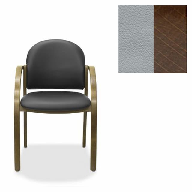 Офисный стул Юнитекс Джуно экокожа премиум светло-серая CN1132/дерево-орех