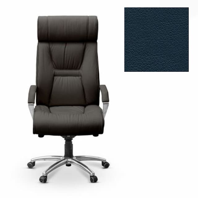 Кресло руководителя Юнитекс Олимп X хром экокожа премиум синяя CN1128