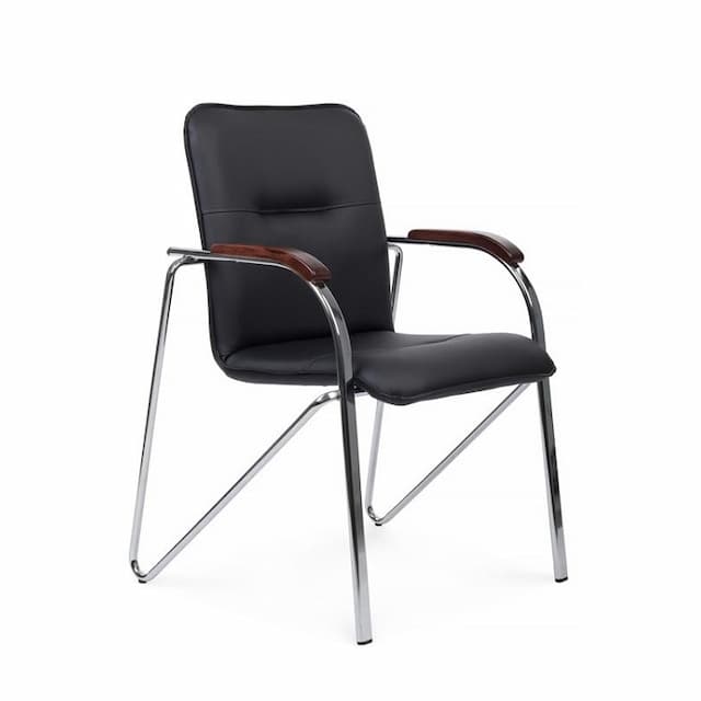 Стул с деревянными подлокотниками Riva Chair Самба (SMB-02H хром гальв.) черный