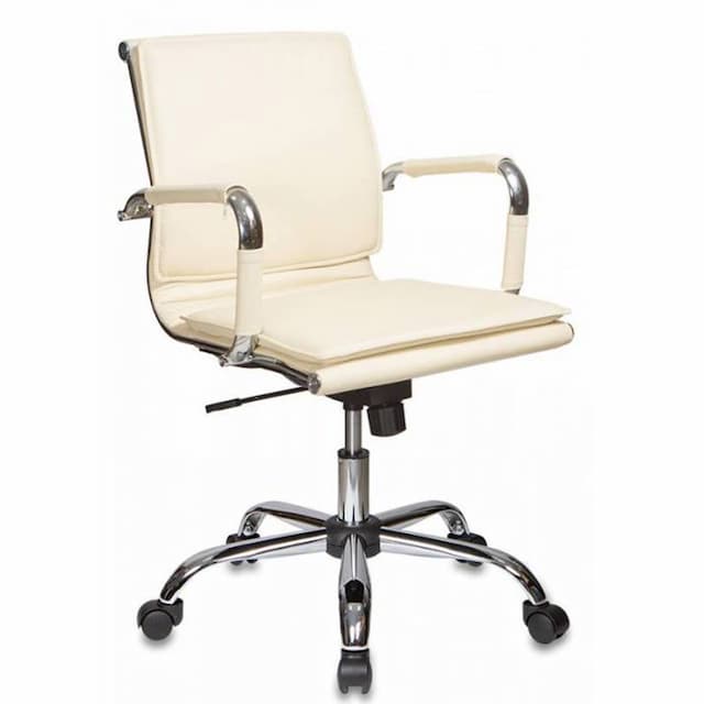 Кресло руководителя Бюрократ Ch-993-Low слоновая кость эко.кожа низк.спин. крестов. металл хром