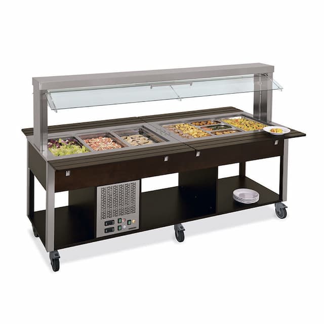 Стол Шведский комбинированный (защитное стекло подвижное) MetalCarrelli 6920.5F2M-W (венге)